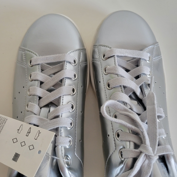 Adidas Stan Smith Silver Metallic Low Top Sneakers Women's Size US8.5 FW5477 - Picture 6 of 14
